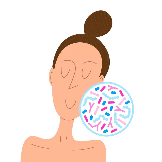 Ilustrace kožního mikrobiomu.
